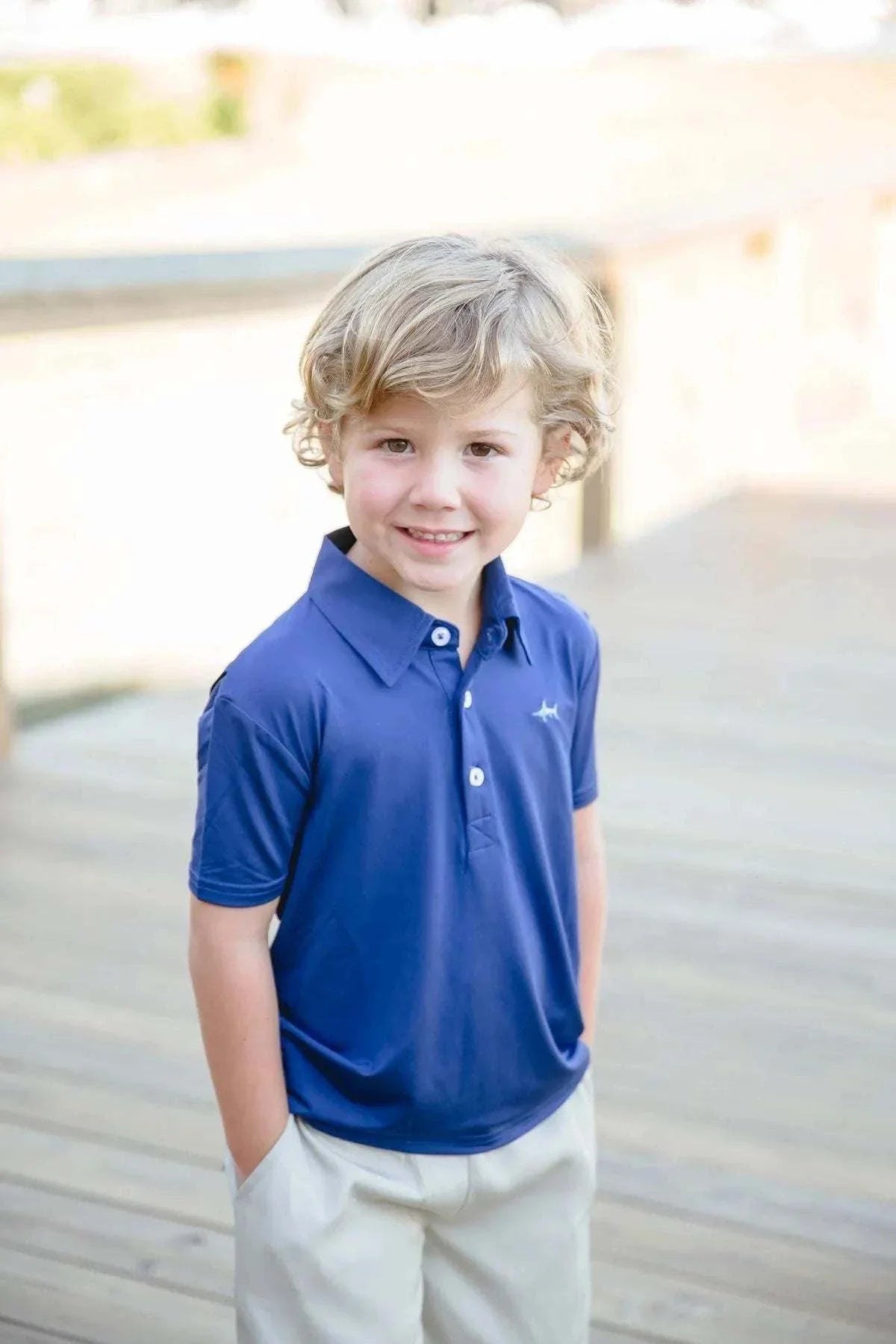 Three Little Tots Saltwater Boys Company - Navy Offshore Fishing Polo, alternate angle