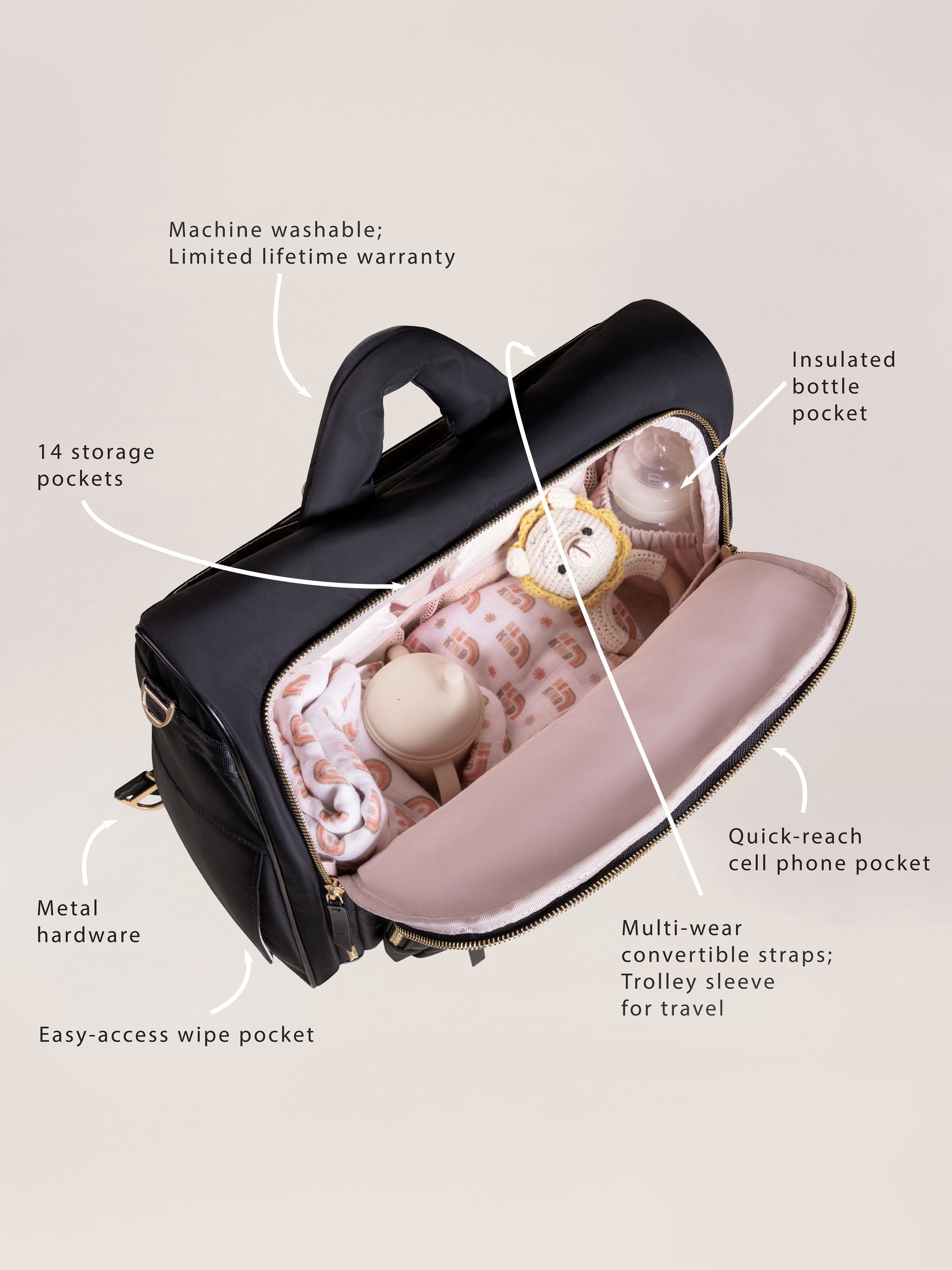 Satchel Diaper Bag - Black