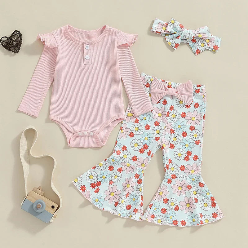 Flower Power Long Sleeve Top and Bell Bottom Set