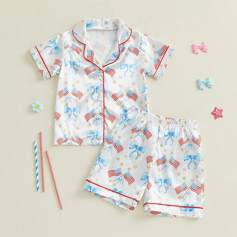 4th of July Stars and Stripes Kids Patriotic Pajamas Set