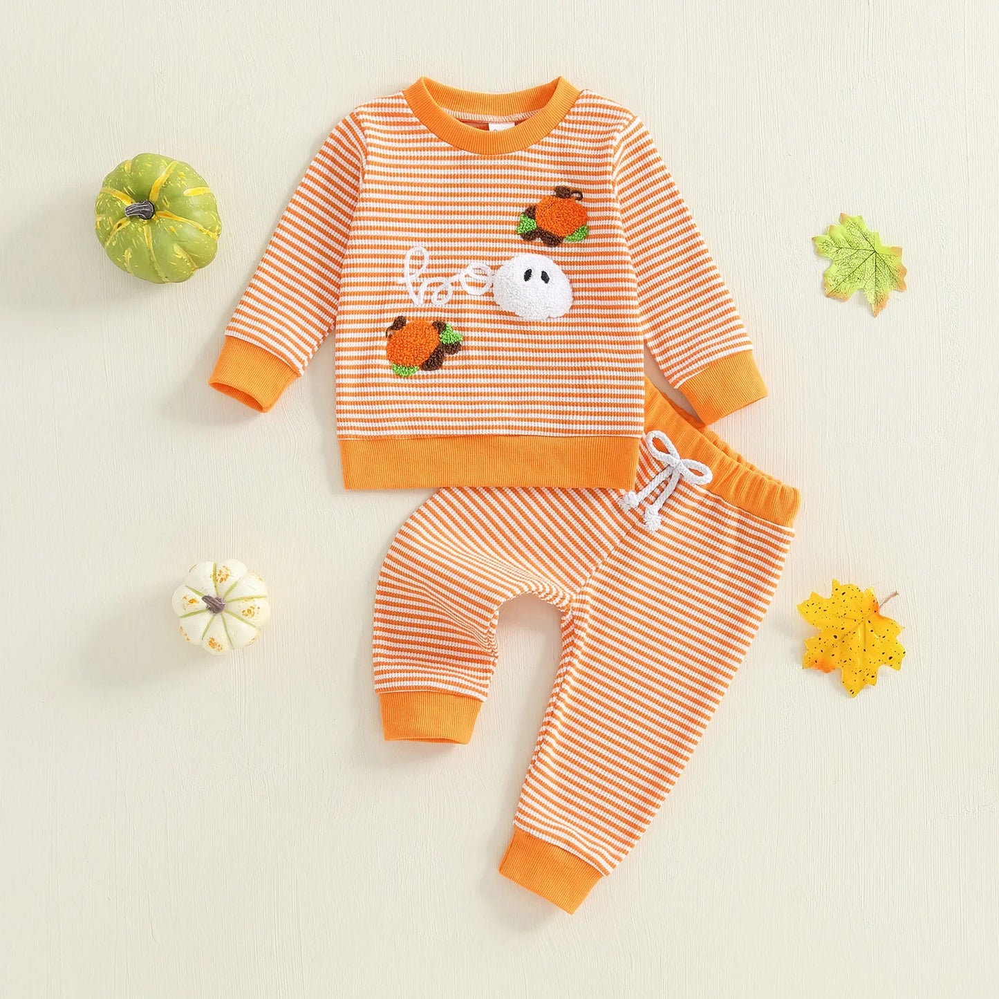 Fall Halloween Pumpkin Sweatshirt with Matching Bottoms