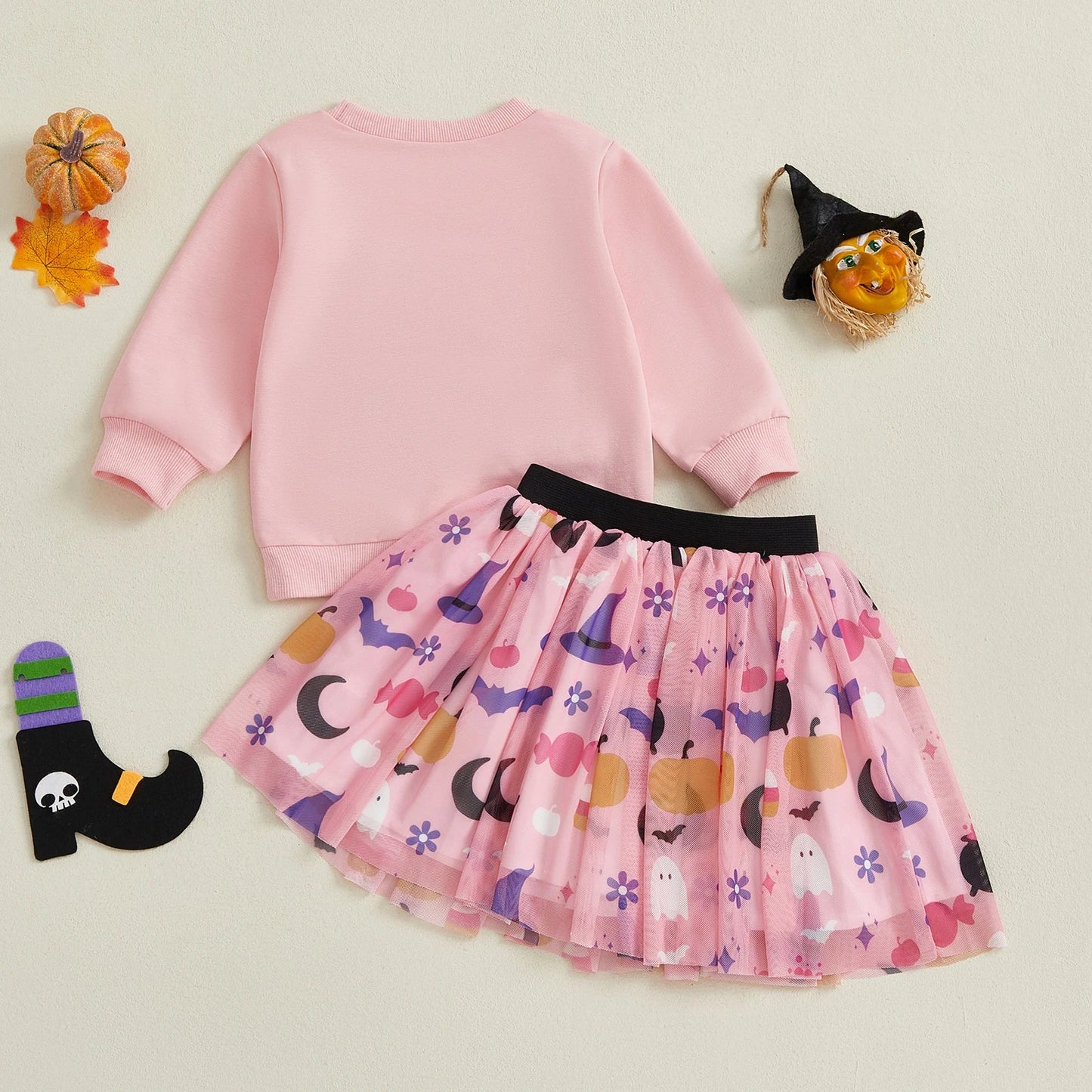 Halloween Girl Boo Cute Ghost Sweatshirt with Matching Skirt