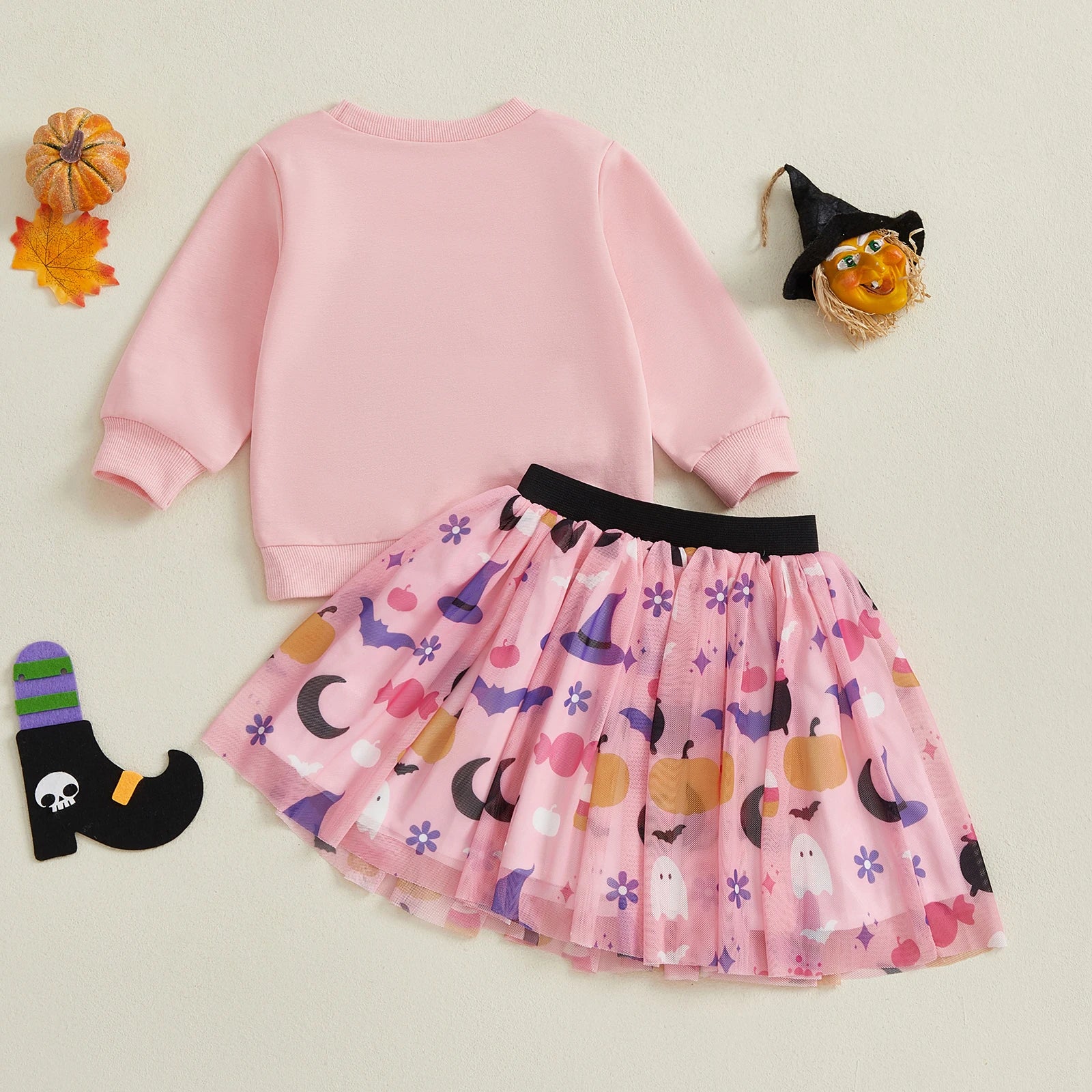 Halloween Girl Boo Cute Ghost Sweatshirt with Matching Skirt