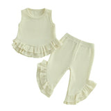 Color Match Ruffle Tank Top and Bell Bottom Set