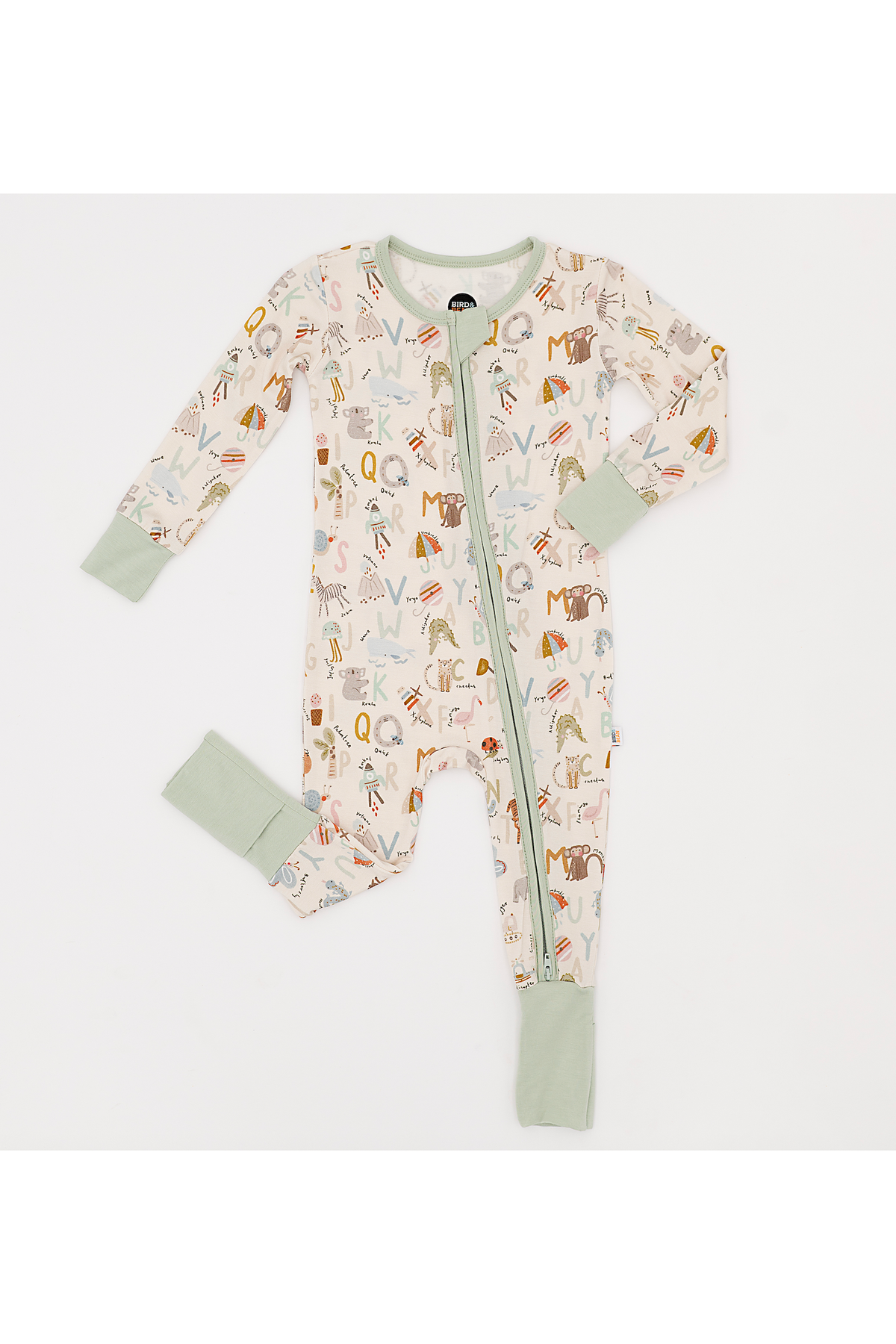 Three Little Tots Bamboo One Piece Zip Pajama - Animal ABC