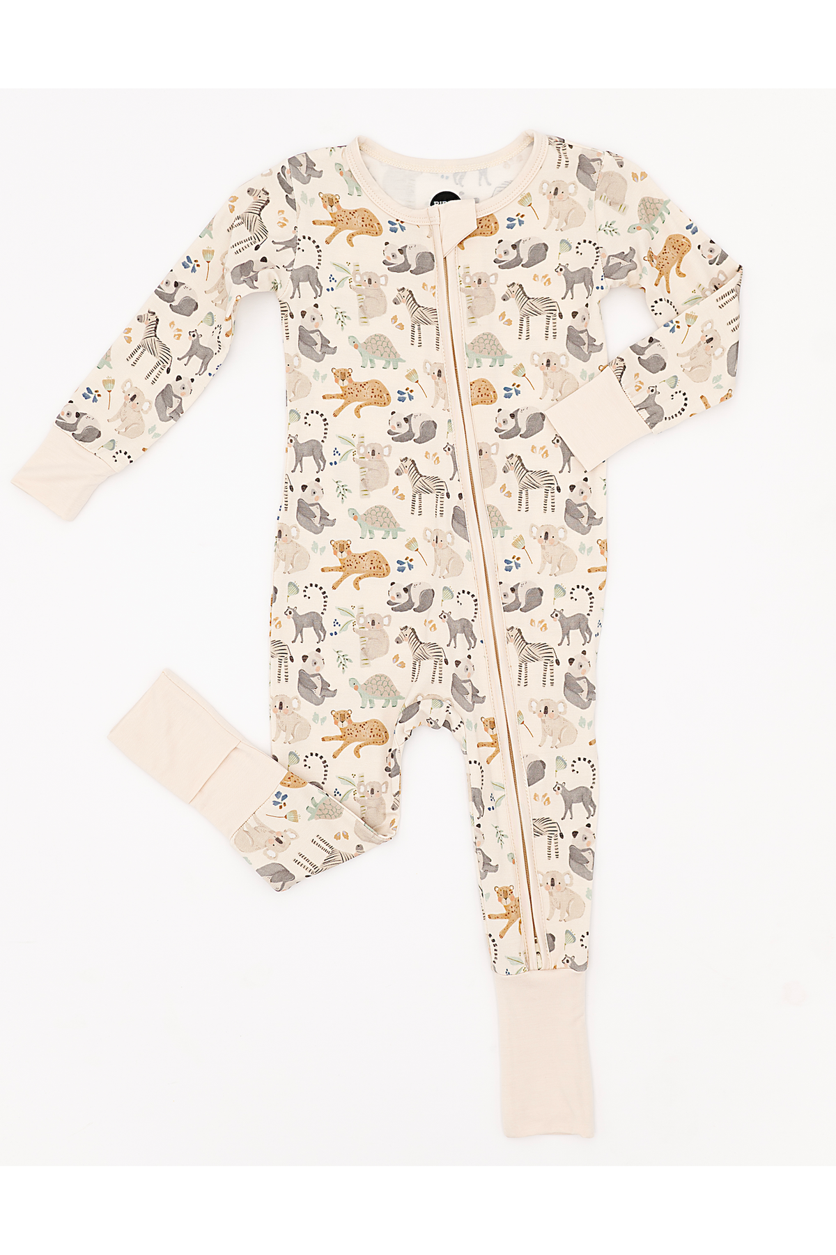 Three Little Tots Bamboo One Piece Zip Pajama - Safari Friends