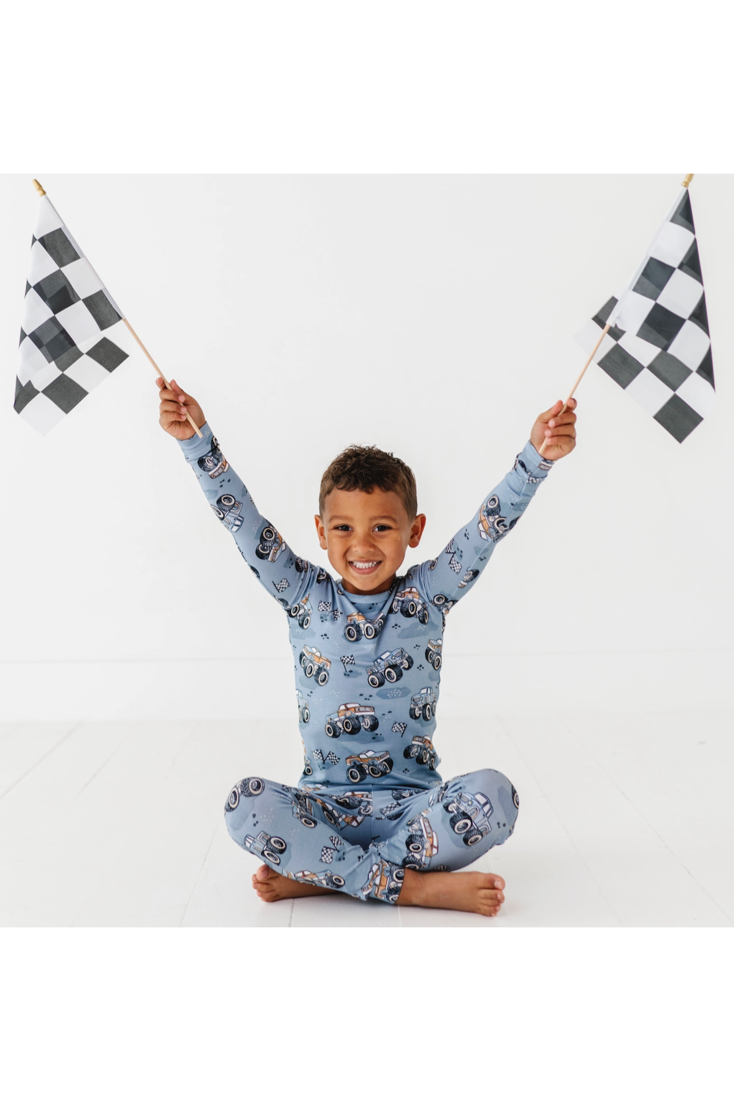 Three Little Tots Pajama Set - Wheelie Big, alternate angle