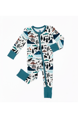 Bamboo One Piece Zip Pajama - Into the Wild