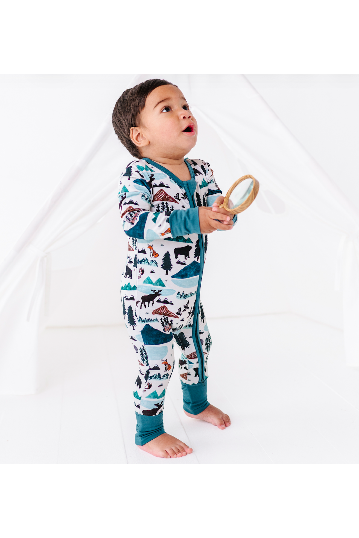 Bamboo One Piece Zip Pajama - Into the Wild