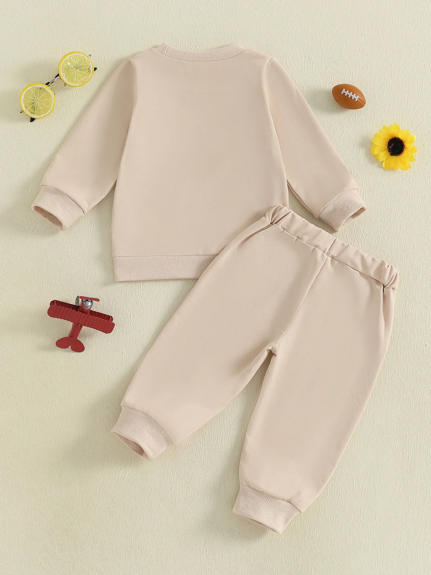 Autumn Long Sleeve Football Embroidery Top Drawstring Jogger Pants Set