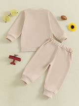 Autumn Long Sleeve Football Embroidery Top Drawstring Jogger Pants Set