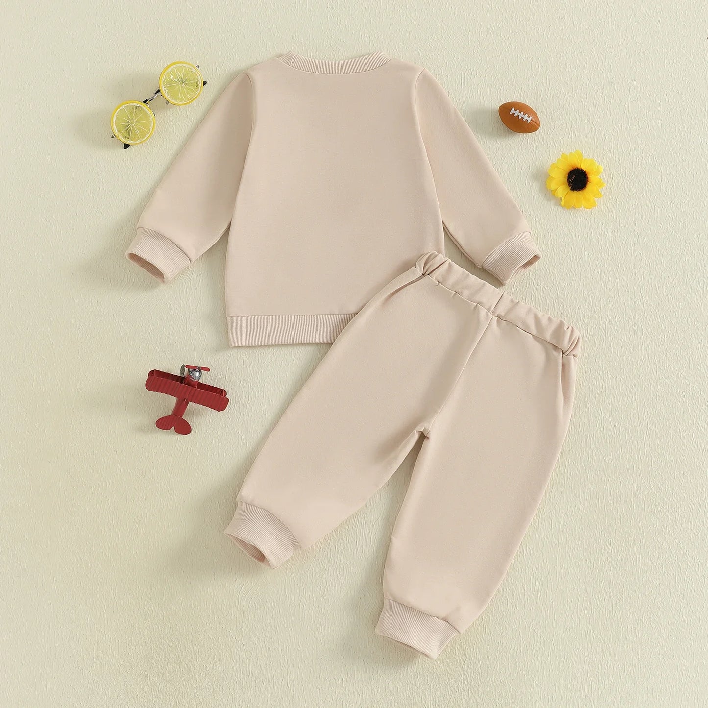 Autumn Long Sleeve Football Embroidery Top Drawstring Jogger Pants Set
