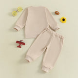 Autumn Long Sleeve Football Embroidery Top Drawstring Jogger Pants Set