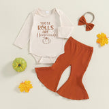 These Rolls Are Homemade Thanksgiving Onesie with Bell Bottoms and Headband Bow