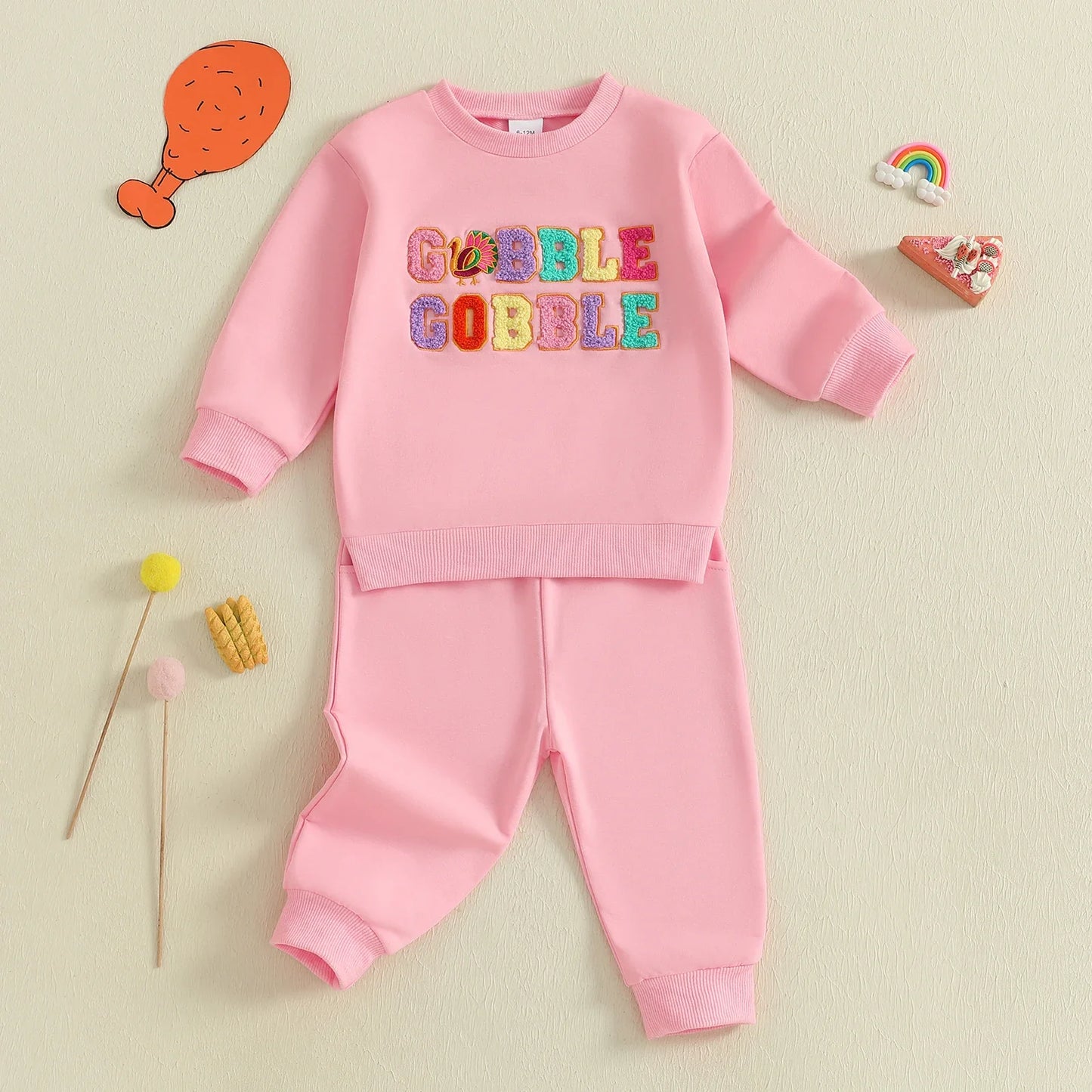 Thanksgiving Gobble Gobble Sweatshirt and Matching Bottoms