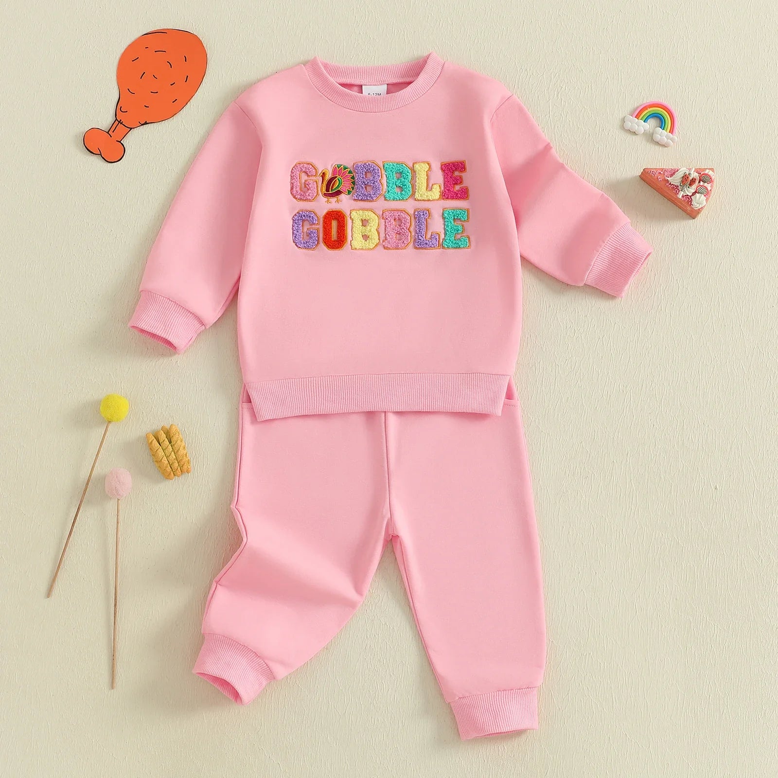Thanksgiving Gobble Gobble Sweatshirt and Matching Bottoms