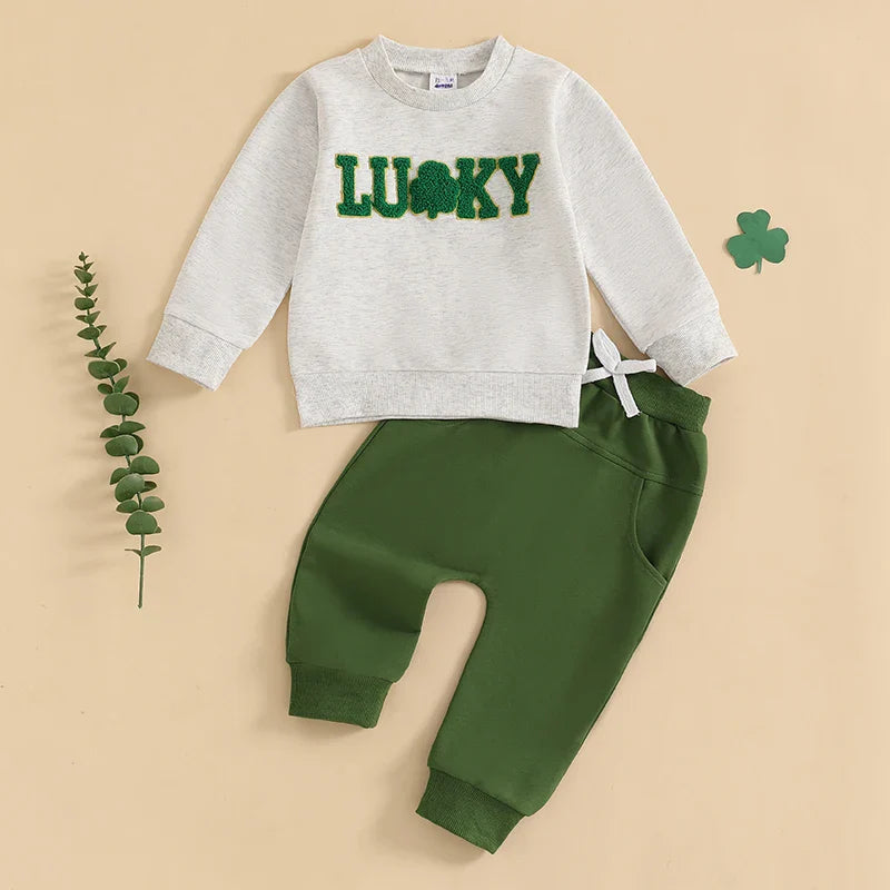St. Patrick's Day Lucky Sweatshirt with Matching Bottoms