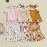 Flower Power Long Sleeve Top and Bell Bottom Set