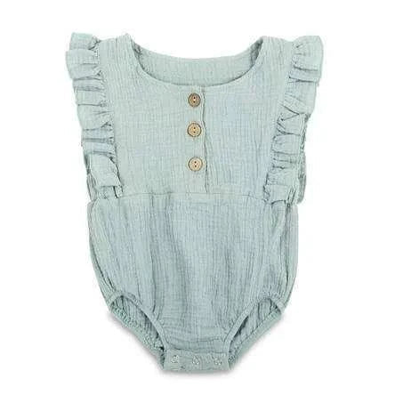 Three Little Tots Seafoam Organic Baby Romper