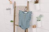 Three Little Tots Seafoam Organic Baby Romper, alternate angle