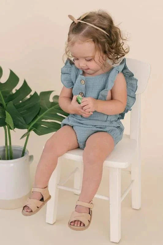 Three Little Tots Seafoam Organic Baby Romper, additional view
