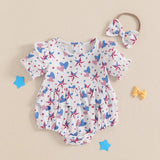 4th of July Bows or Stars And Stripes Romper and Headband Bow