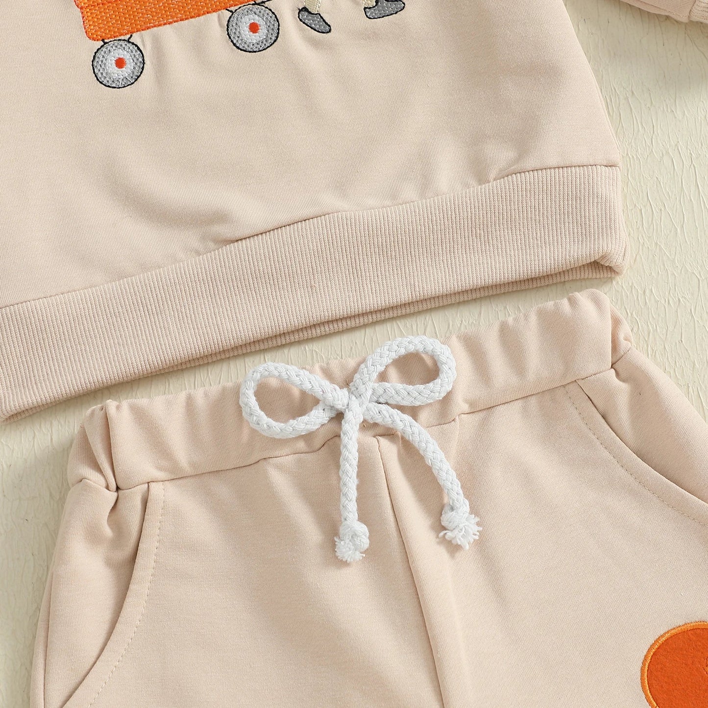 Autumn Long Sleeve Football Embroidery Top Drawstring Jogger Pants Set