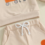 Autumn Long Sleeve Football Embroidery Top Drawstring Jogger Pants Set