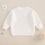 Baby Toddler Kids Boys Girls Lucky Knit Sweater Long Sleeve Round Neck Shamrock Letter Embroidery Pullover Spring St. Patrick's Day Top