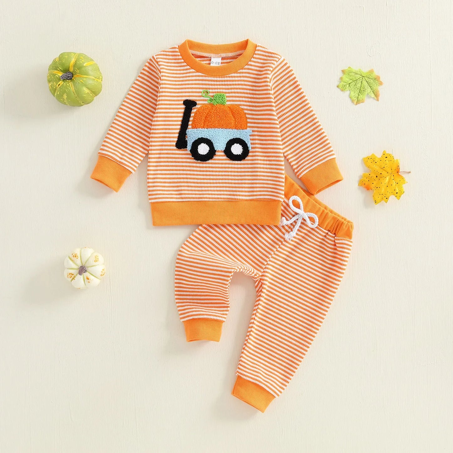 Fall Halloween Pumpkin Sweatshirt with Matching Bottoms