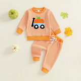 Fall Halloween Pumpkin Sweatshirt with Matching Bottoms