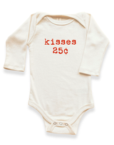 Three Little Tots Kisses 25c Organic Baby Bodysuit Long Sleeve, in Red