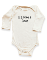 Three Little Tots Kisses 25c Organic Baby Bodysuit Long Sleeve, in Black