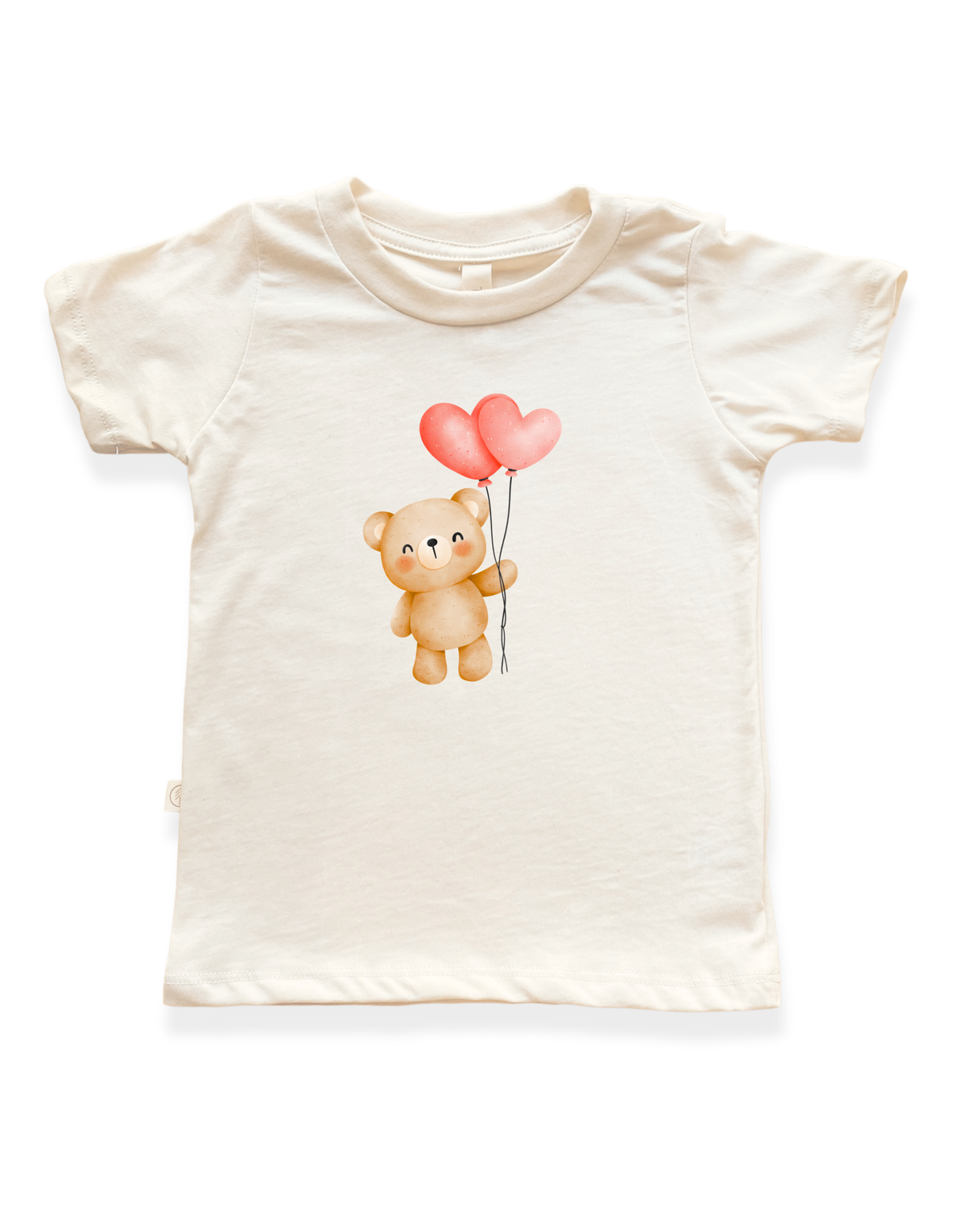 Three Little Tots Heart Balloon Bear Organic Kids T-shirt
