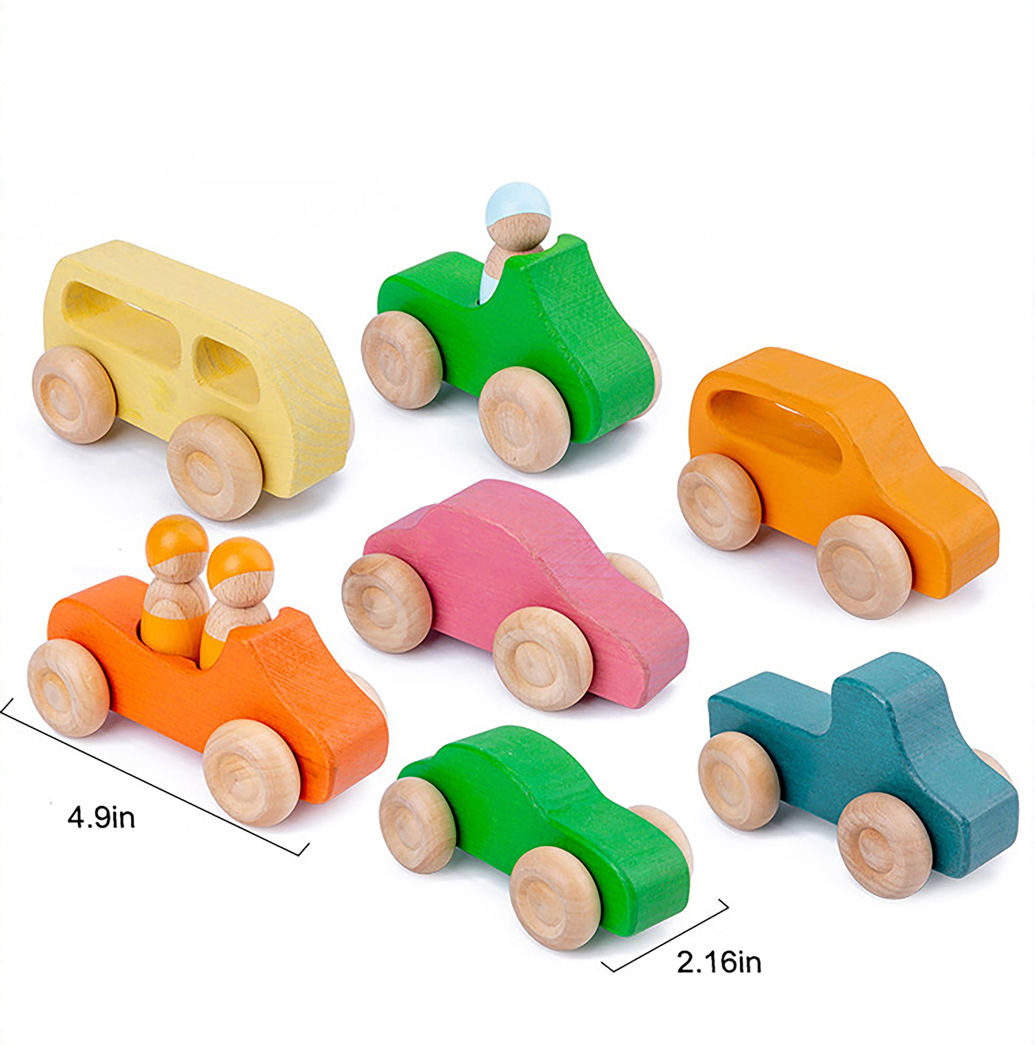 Three Little Tots Wooden Car Toy set - 10 Piece Set, additional product photo