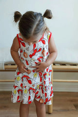 Southern Slumber - Crawfish Bamboo Tiered Twirl Dress - with Pockets
