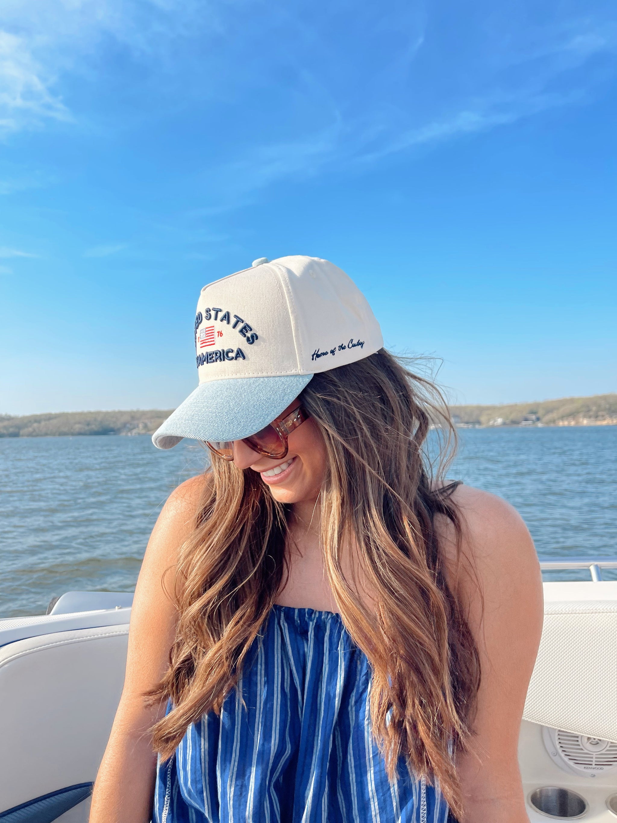 Three Little Tots United States of America - Denim Blue Vintage Trucker Hat, extra product detail