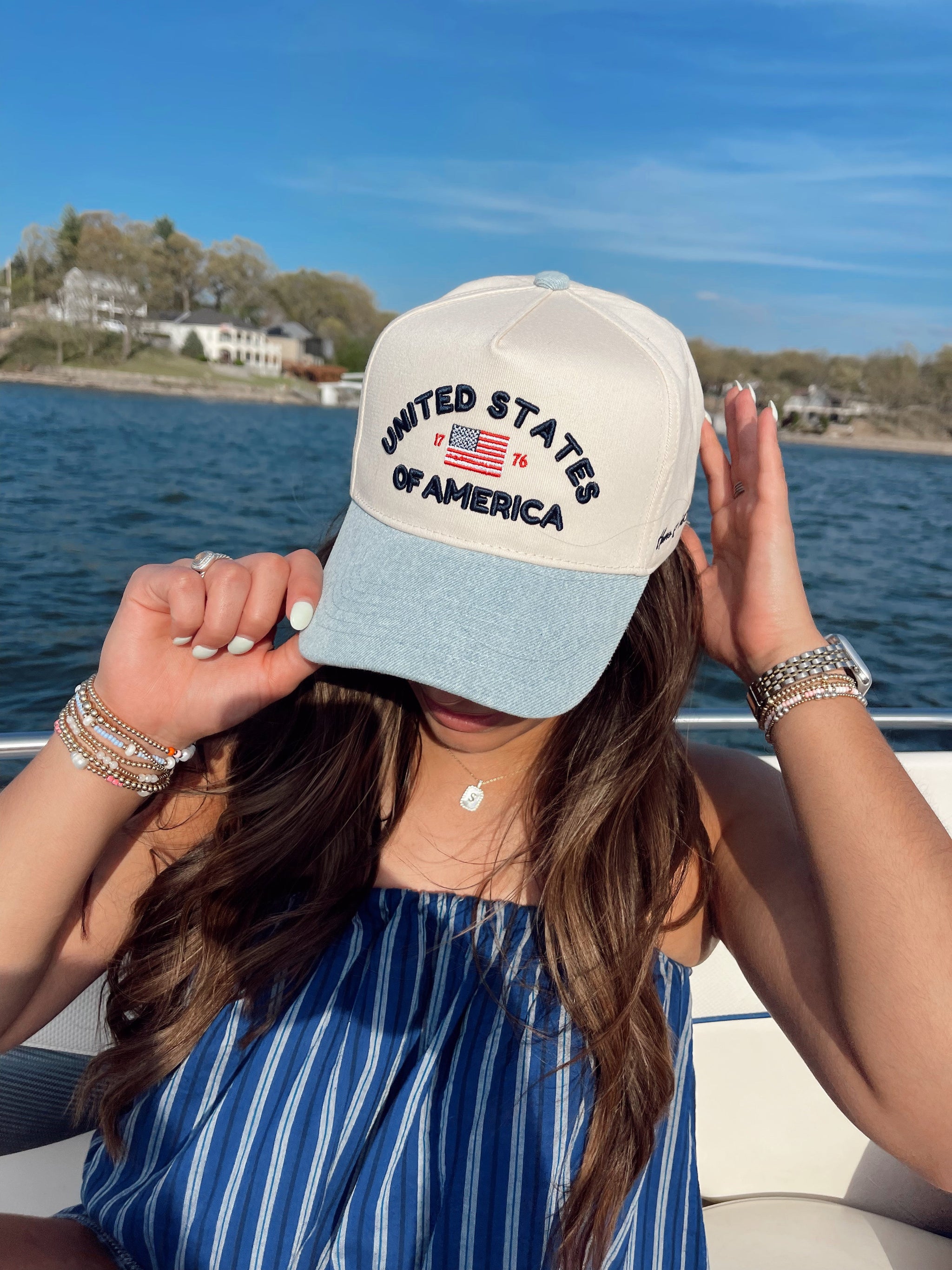 Three Little Tots United States of America - Denim Blue Vintage Trucker Hat