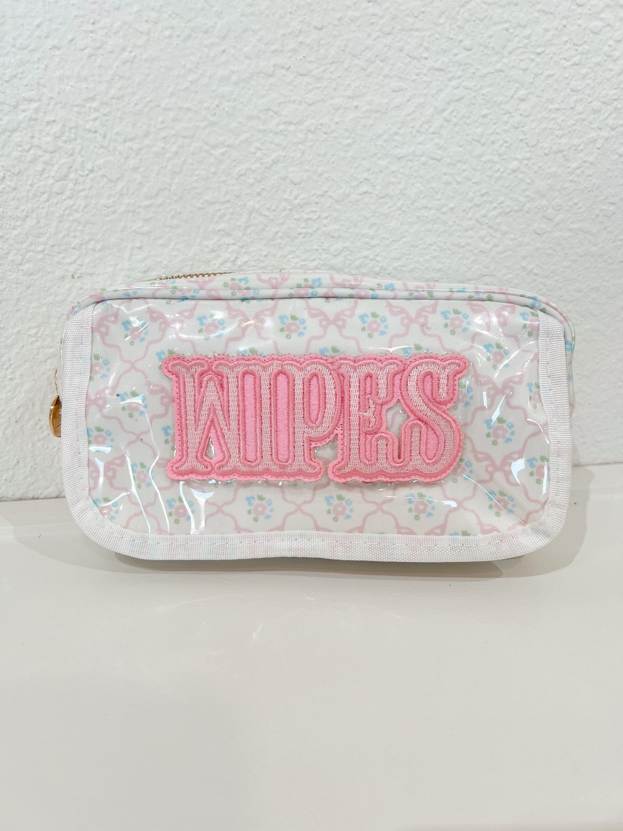 Three Little Tots Wipes Pouch - Clear Coat Bag, in Pink