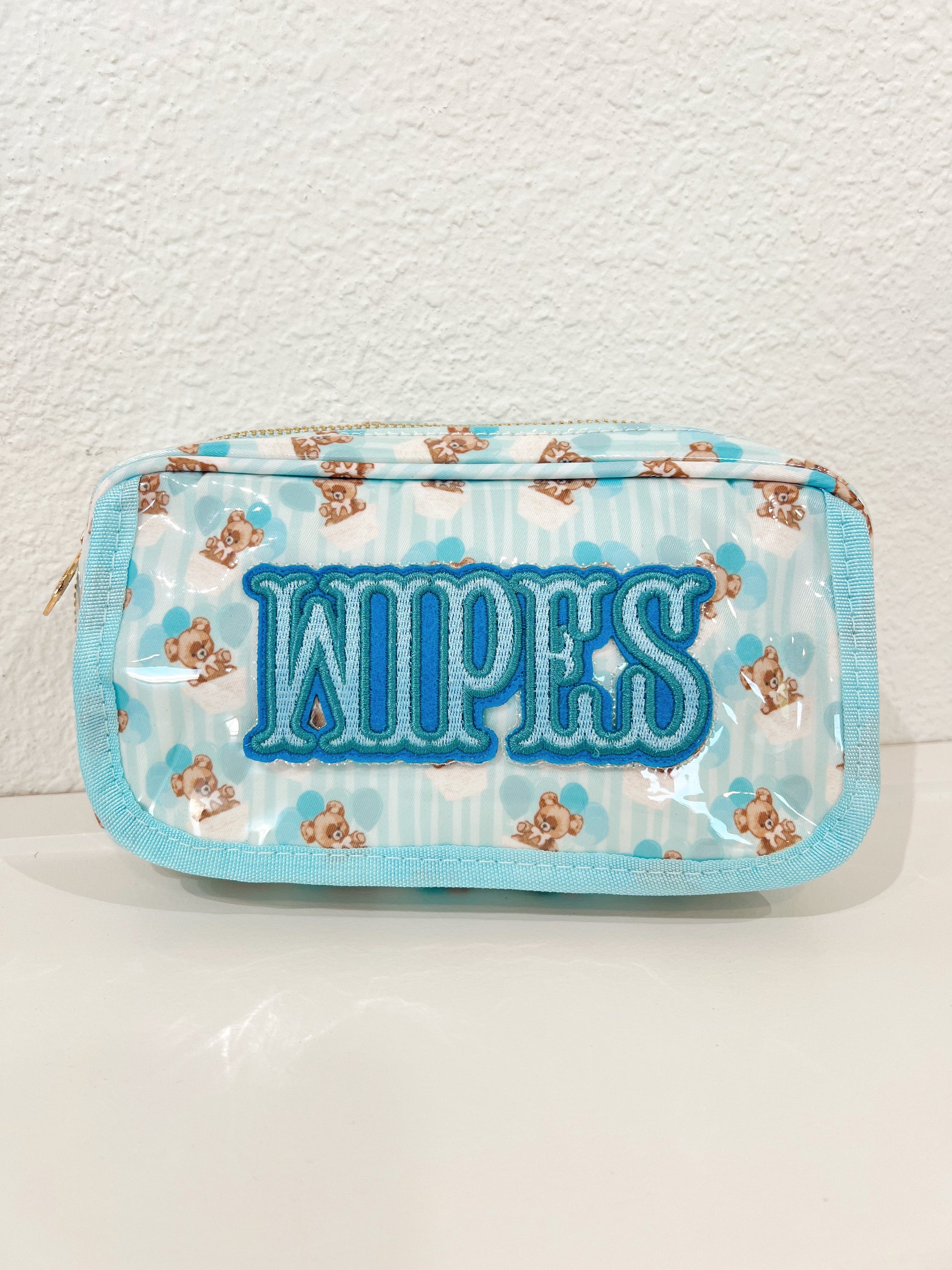 Three Little Tots Wipes Pouch - Clear Coat Bag, in Baby Blue