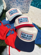Three Little Tots God Bless America - Vintage Trucker Hat, alternate angle