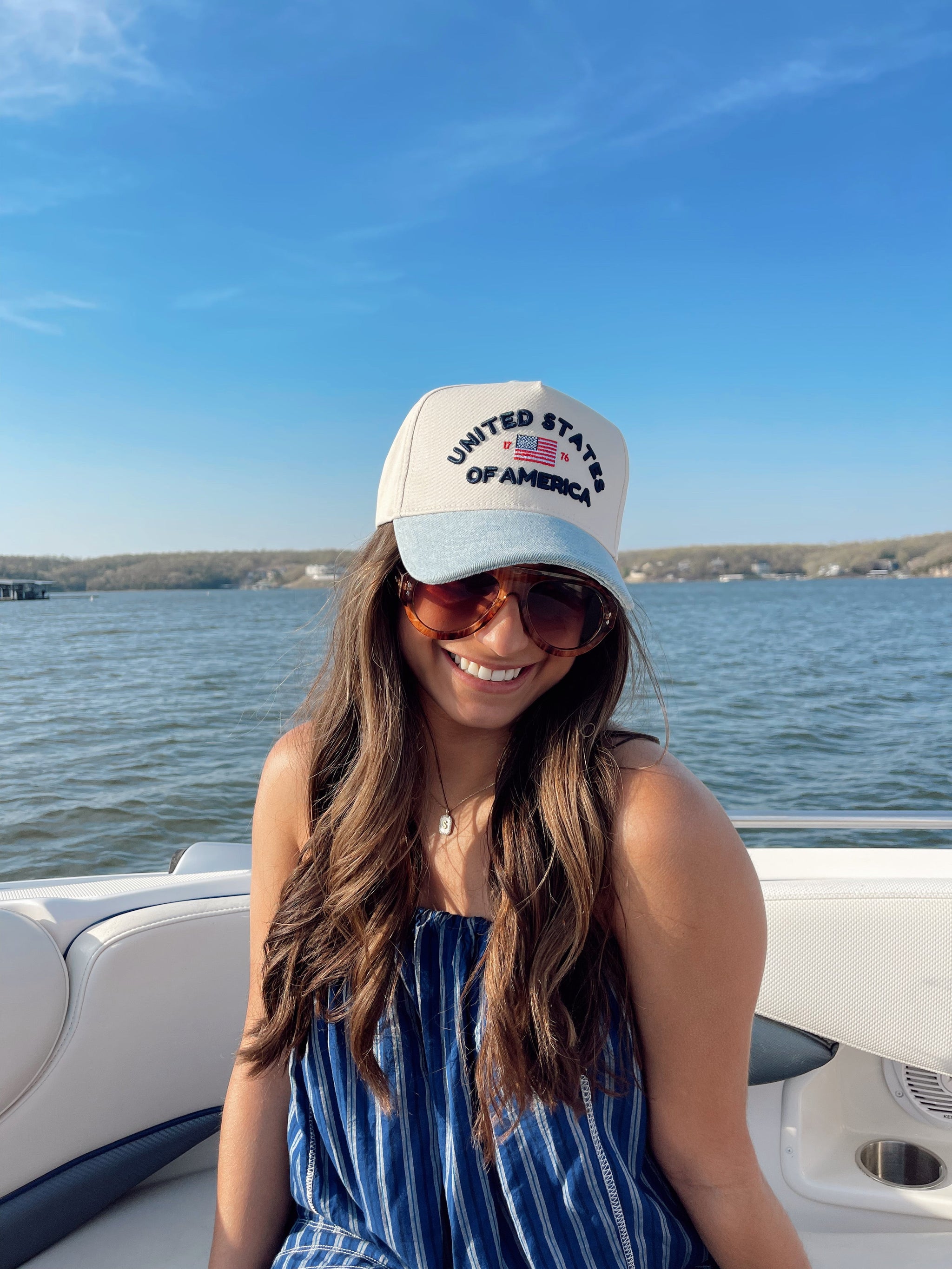 Three Little Tots United States of America - Denim Blue Vintage Trucker Hat, additional product photo