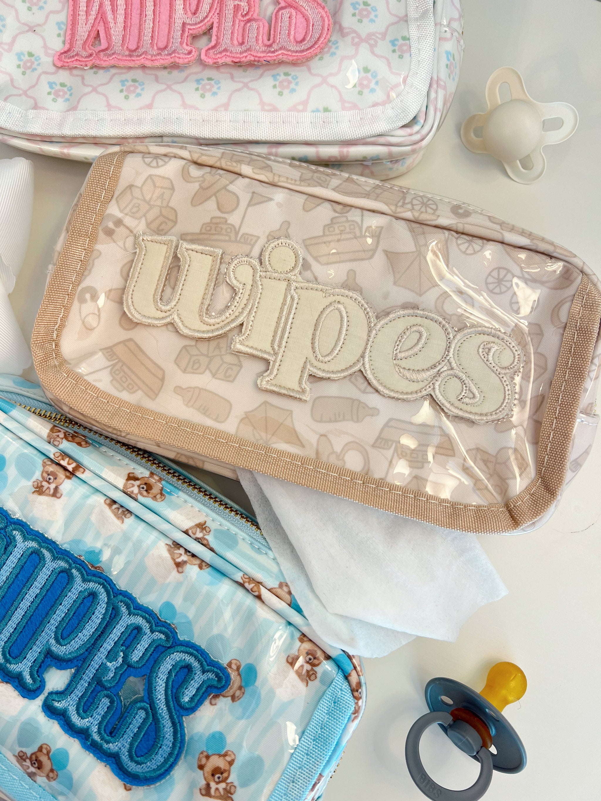 Three Little Tots Wipes Pouch - Clear Coat Bag, alternate angle