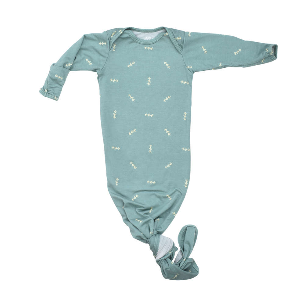 Three Little Tots Arrow Newborn Knotted Baby Gown. Ultra Soft baby gown
