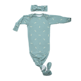 Three Little Tots Arrow Newborn Knotted Baby Gown with bow.