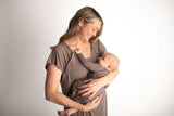 Three Little Tots Cocoa Brown Labor and delivery gown. The cutest softest Labor and delivery hospital gown. Snaps down the shoulder allow for you to pull up and down over IVs and for easy access to breastfeed