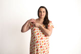 Three Little Tots Groovy Floral Hospital Labor and Delivery Gown. Snaps down the shoulder for easy access to IVs and Monitors. You can pull off and over IVs. 