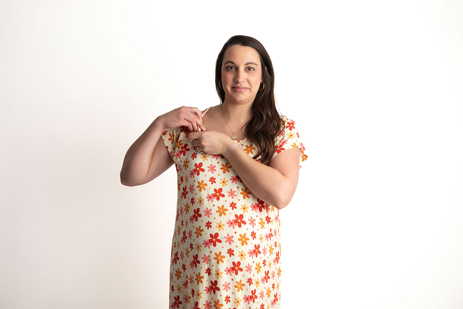 Three Little Tots Groovy Floral Hospital Labor and Delivery Gown. Snaps down the shoulder for easy access to IVs and Monitors. You can pull off and over IVs. 