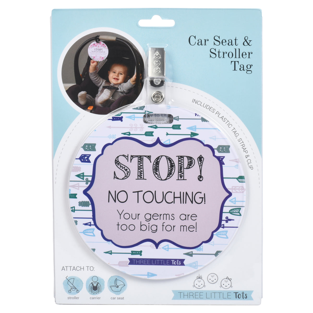 Keep germs away and your baby safe with our Do Not Touch signs. Perfect for car seats, strollers, and more!