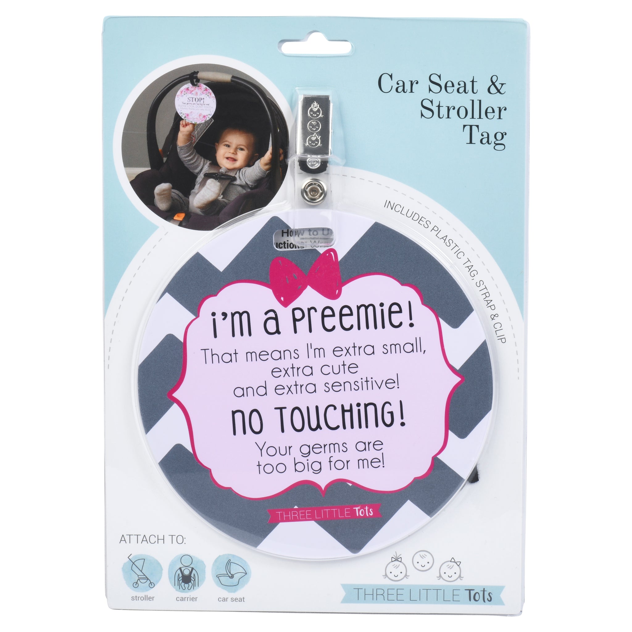 Three Little Tots Pink Preemie No Touching Newborn Car Seat, supplementary photo
